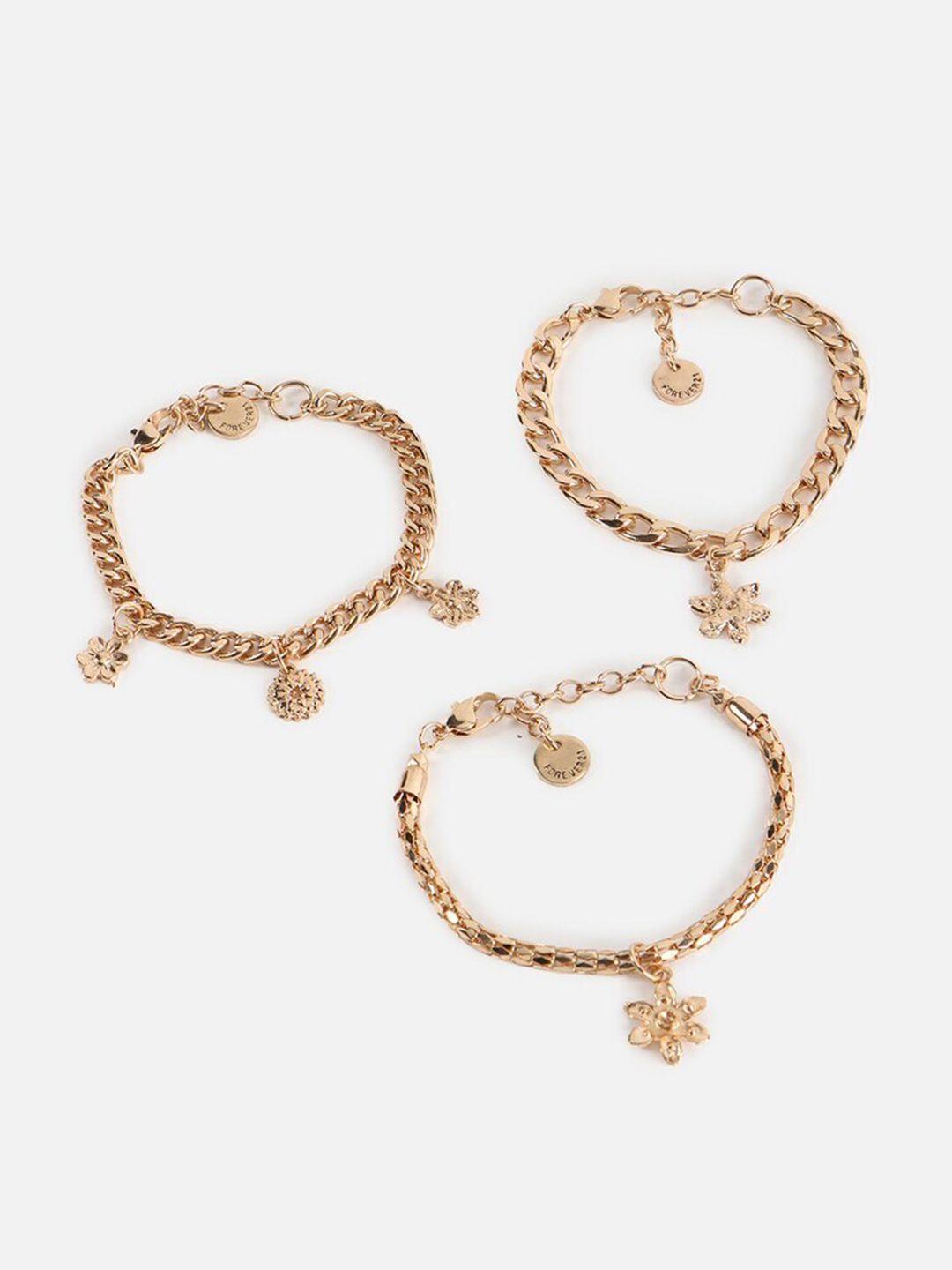 forever 21 set of 3 gold-plated link bracelets