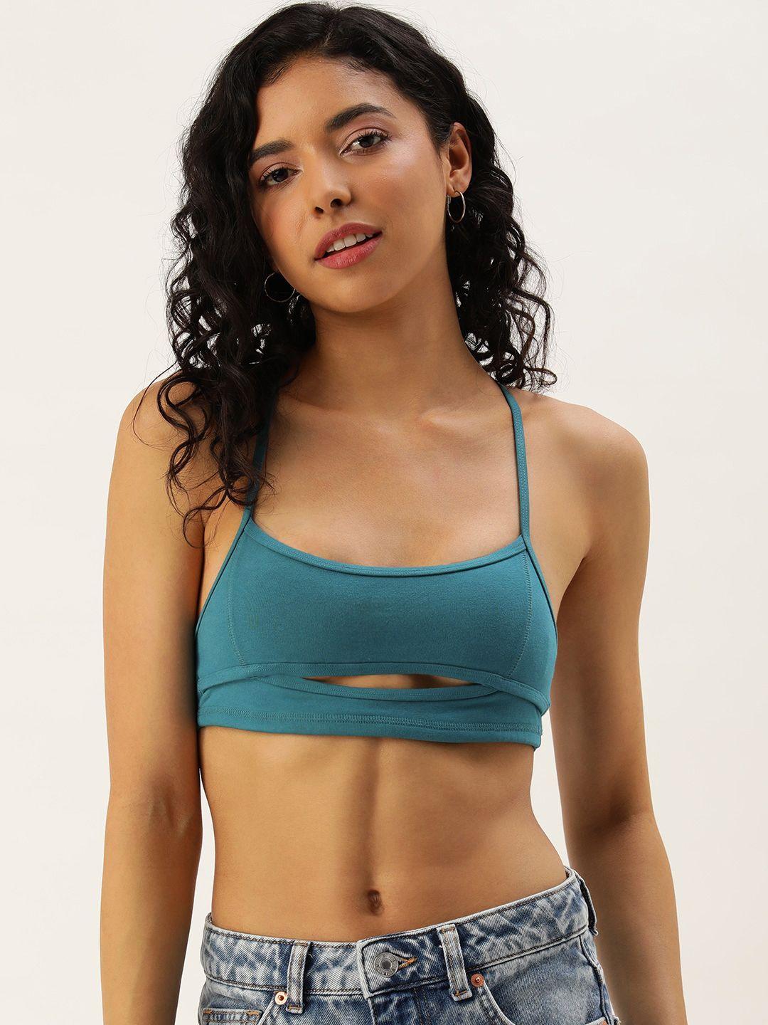 forever 21 shoulder straps styled back bralette crop top with cut-out detail on front