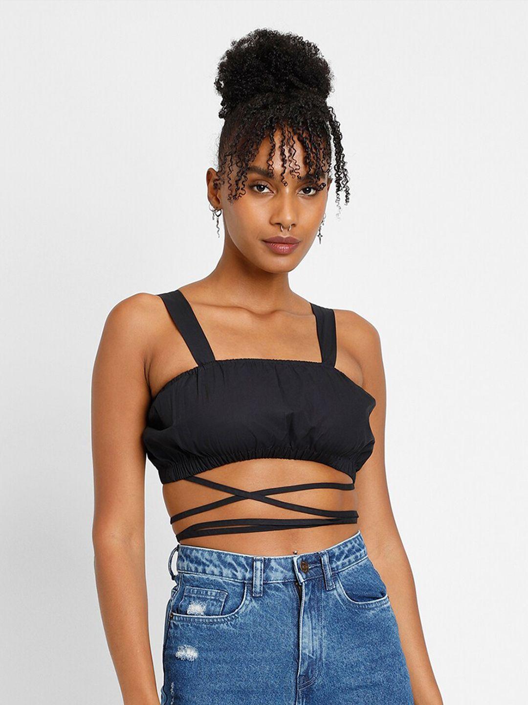 forever 21 shoulder straps waist tie ups pure cotton bralette crop top