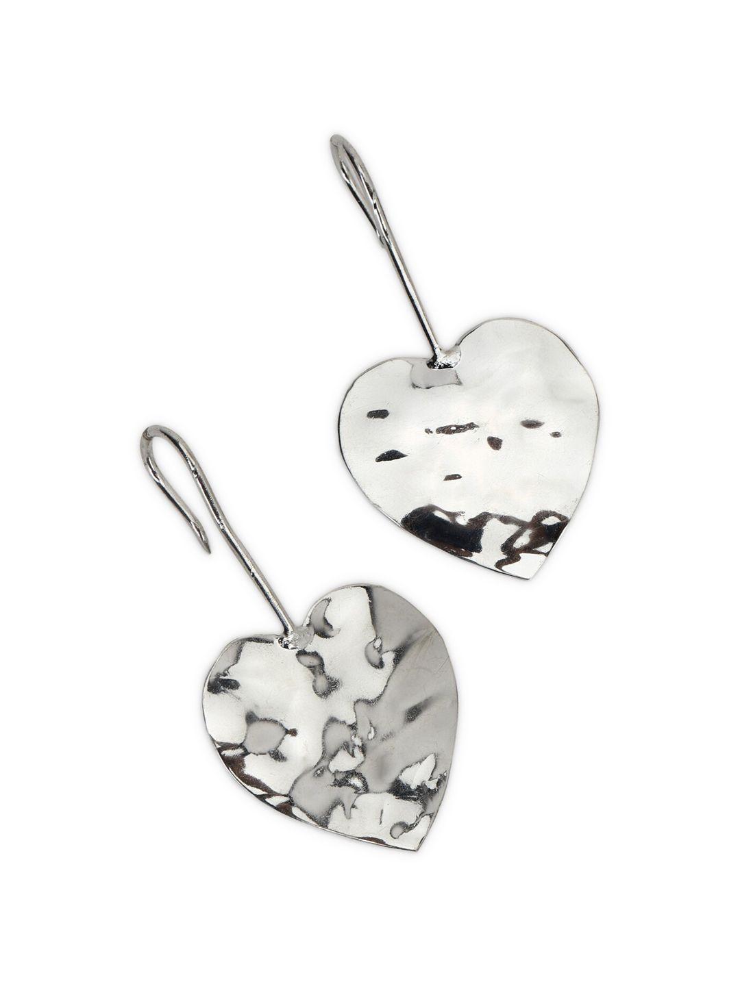 forever 21 silver-toned heart shaped drop earrings
