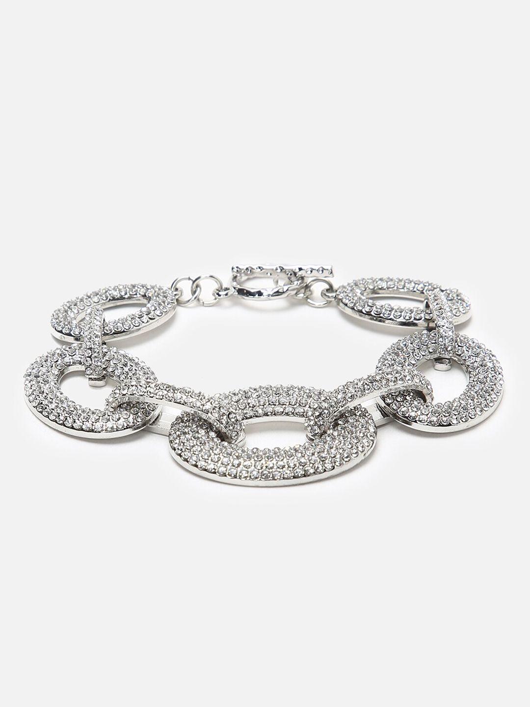 forever 21 silver-toned stone studded silver link bracelet
