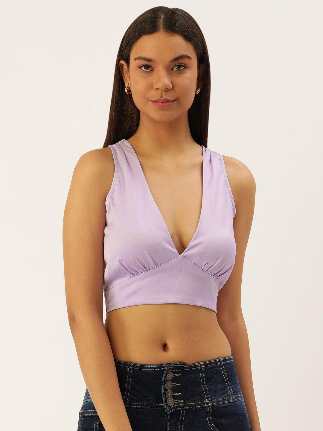 forever 21 solid sleeveless v-neck fitted crop top