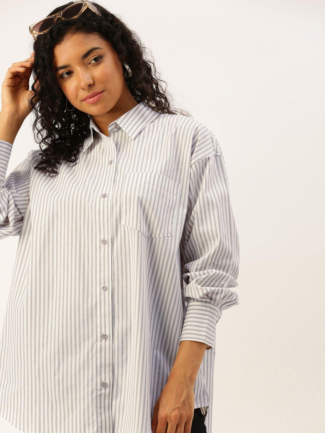 forever 21 striped cotton shirt style longline top