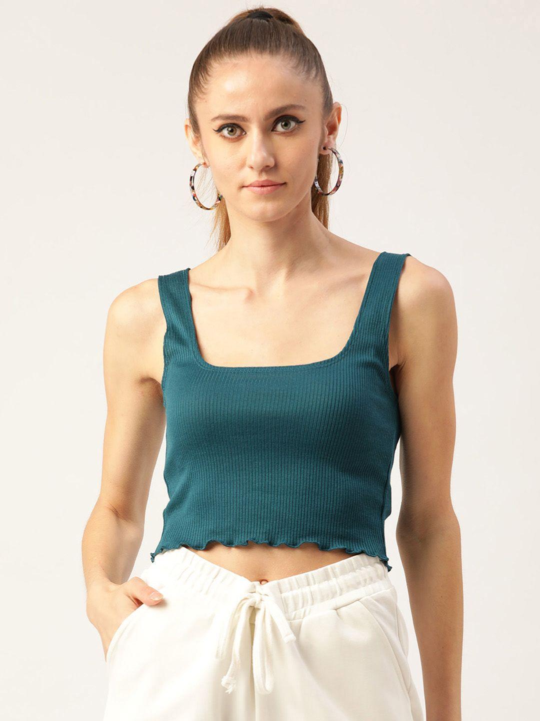 forever 21 teal green regular crop top