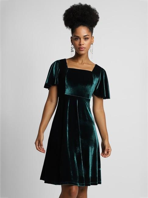 forever 21 teal regular fit a line dress