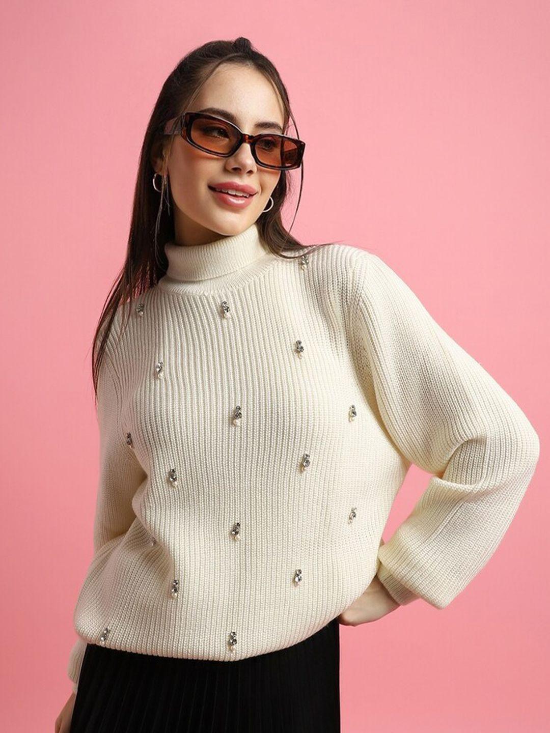 forever 21 turtle neck embellished acrylic pullover