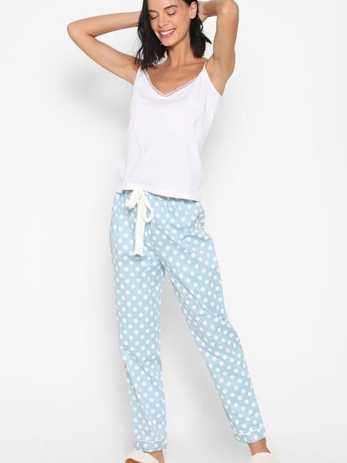 forever 21 white & light blue cami top with pyjama set