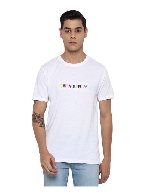 forever 21 white  regular fit embroidered t-shirt