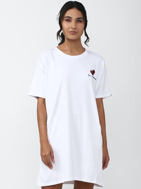 forever 21 white cotton printed t-shirt dress