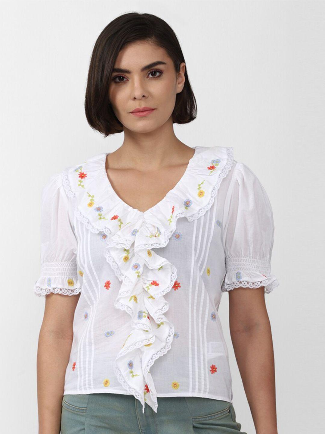 forever 21 white floral striped top