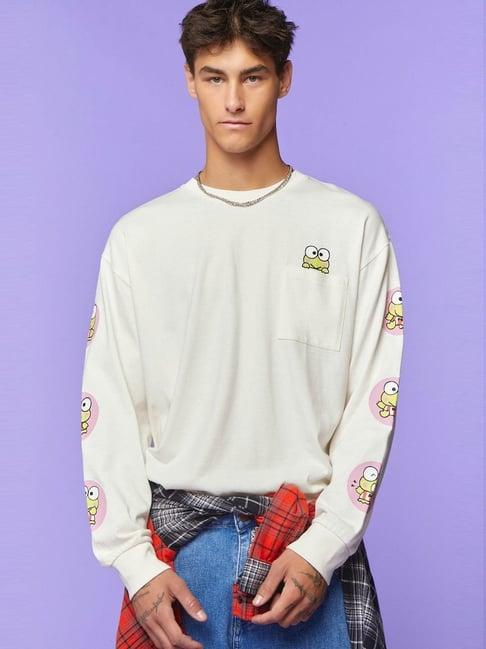 forever 21 white regular fit printed sweatshirt