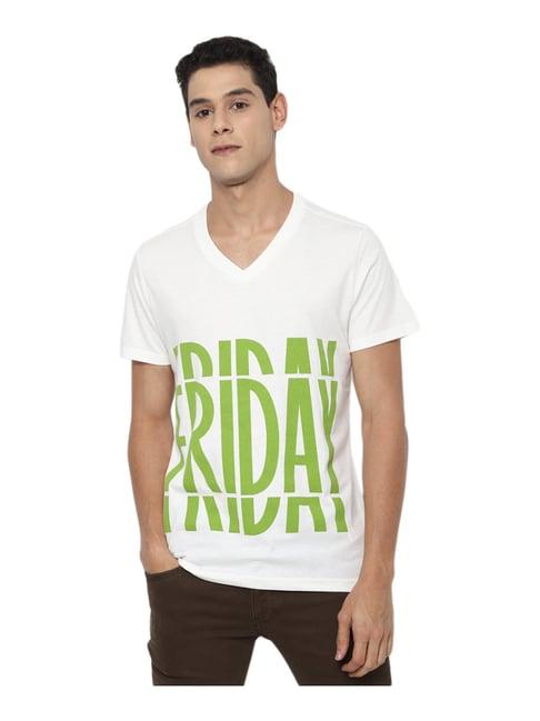 forever 21 white regular fit printed t-shirt