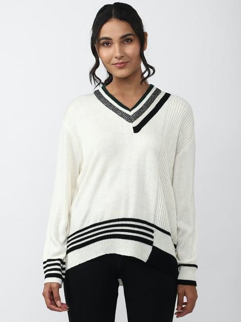 forever 21 white regular fit sweater