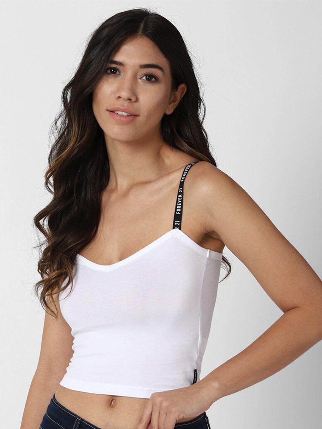 forever 21 white solid crop top