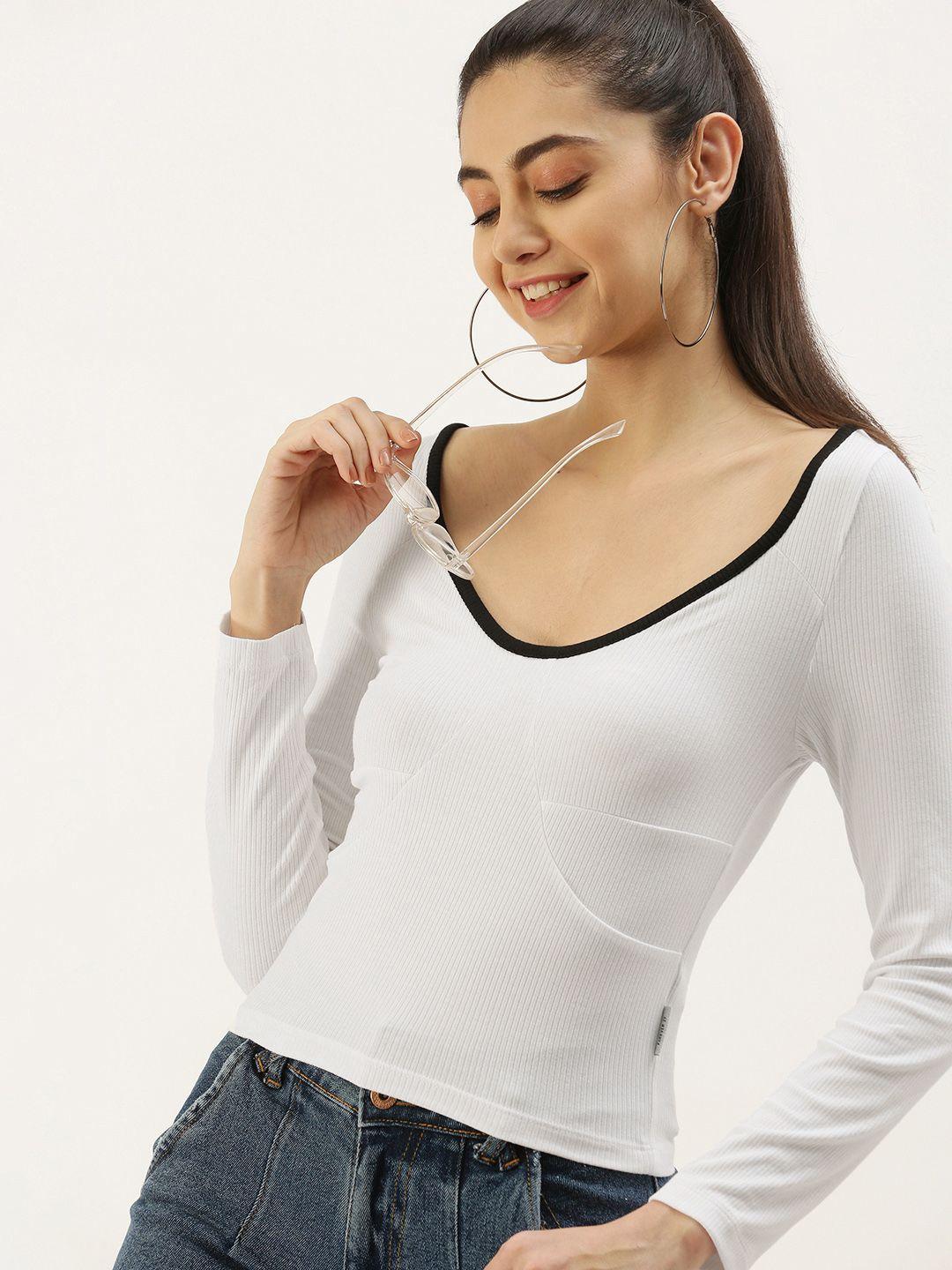 forever 21 white solid ribbed top