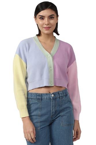forever 21 women's cotton v-neck cardigan sweater (599448_multi