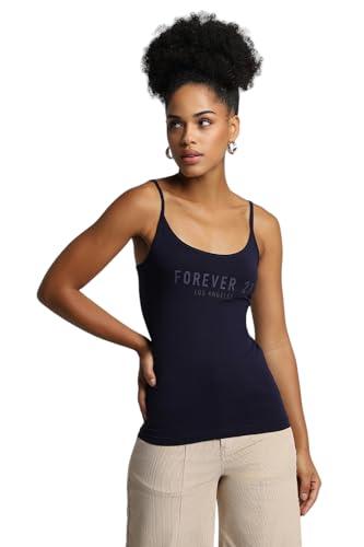 forever 21 women's graphic fitted blouse (602580_navy