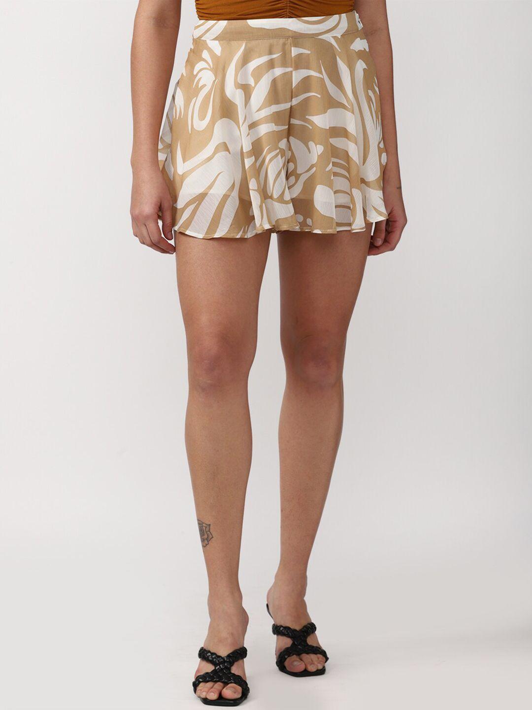 forever 21 women beige floral printed short