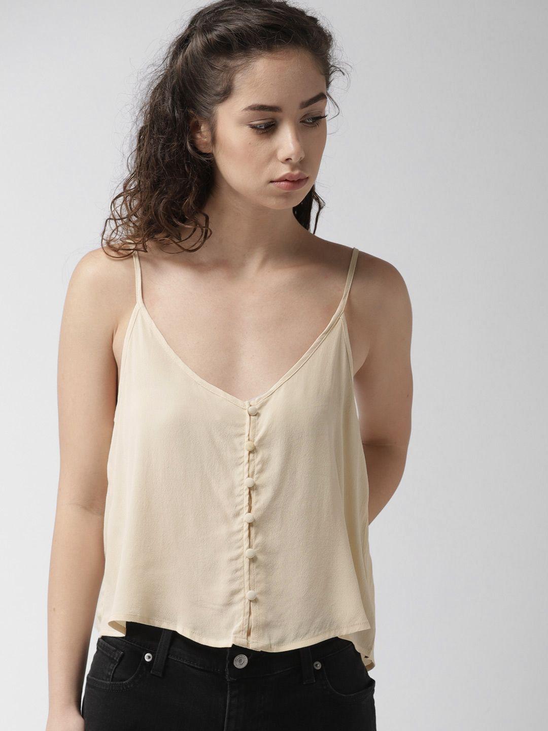 forever 21 women beige solid top