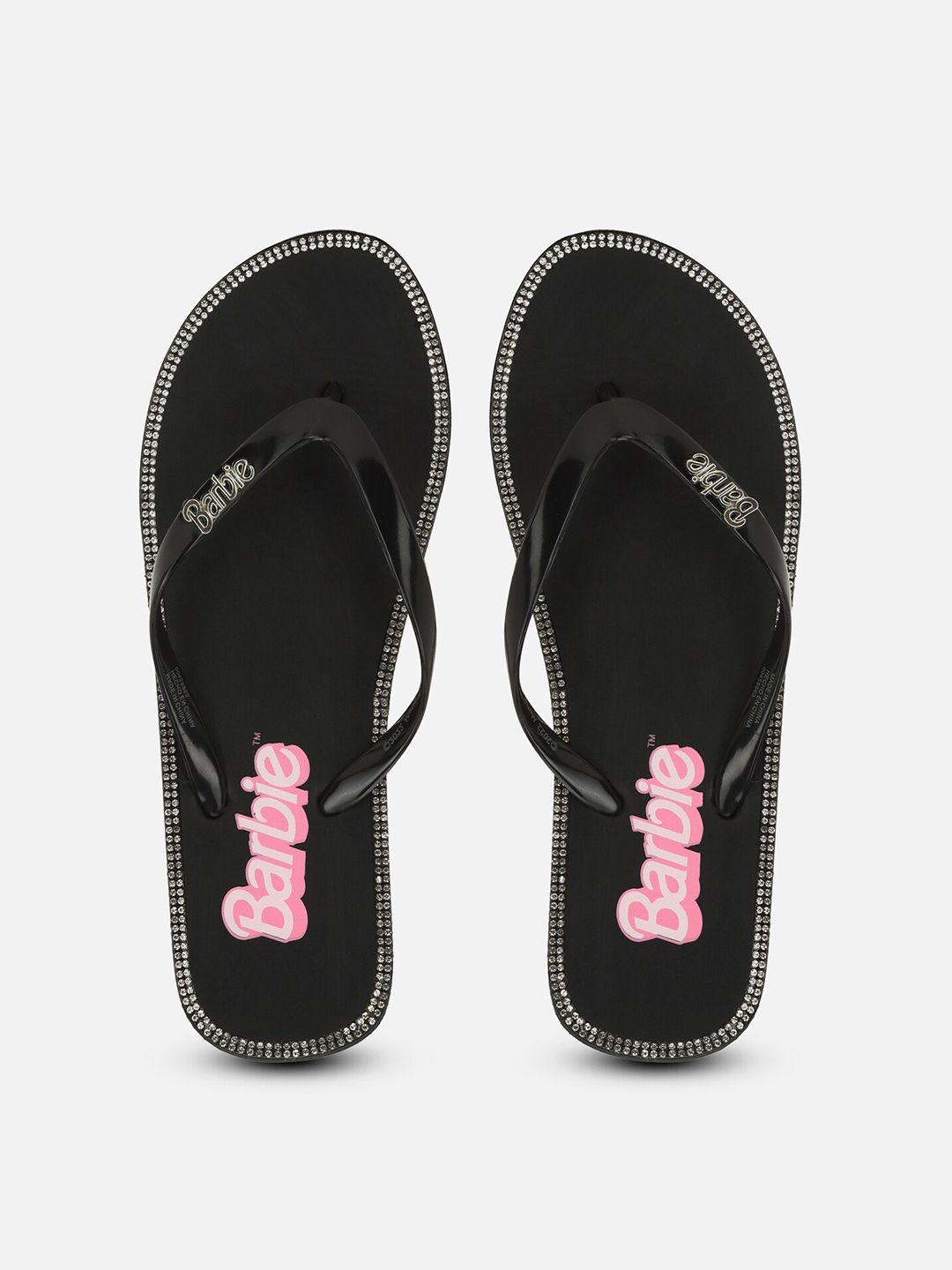 forever 21 women black & pink printed rubber thong flip-flops