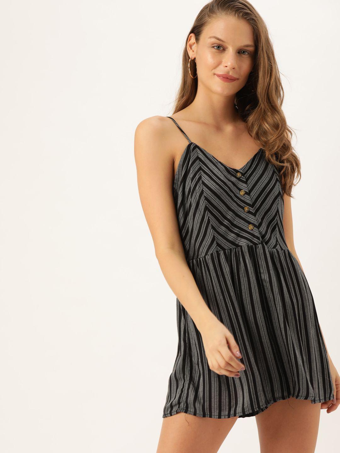 forever 21 women black & white striped a-line dress