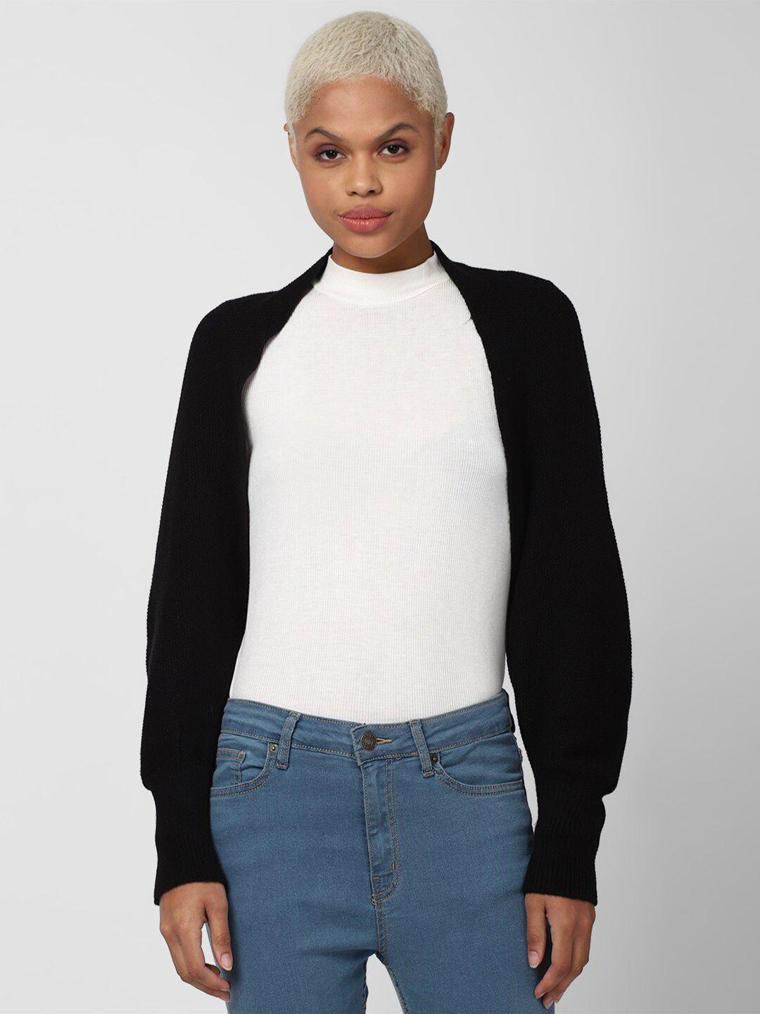 forever 21 women black crop shrug