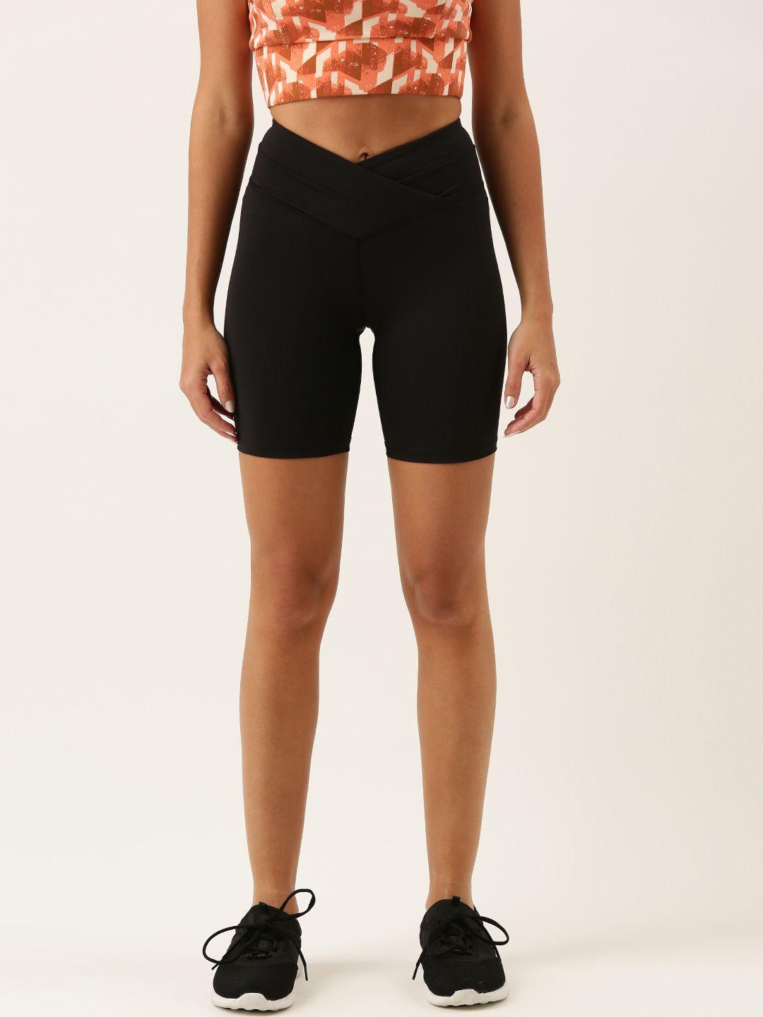 forever 21 women black skinny fit high-rise cycling shorts