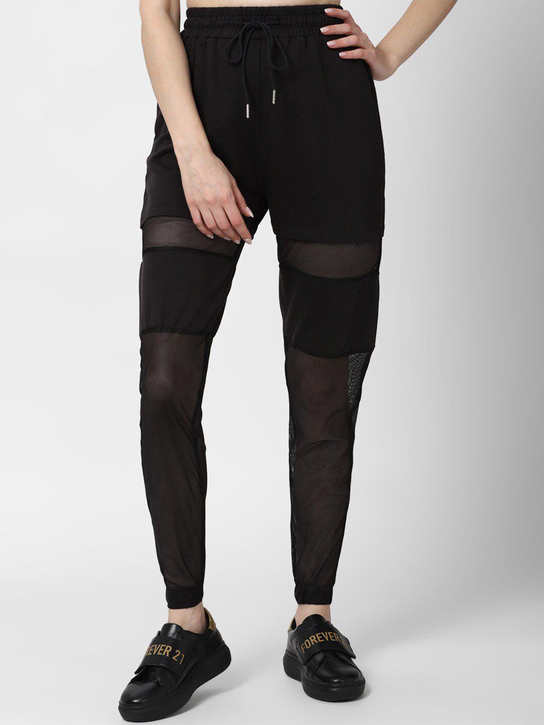 forever 21 women black solid joggers