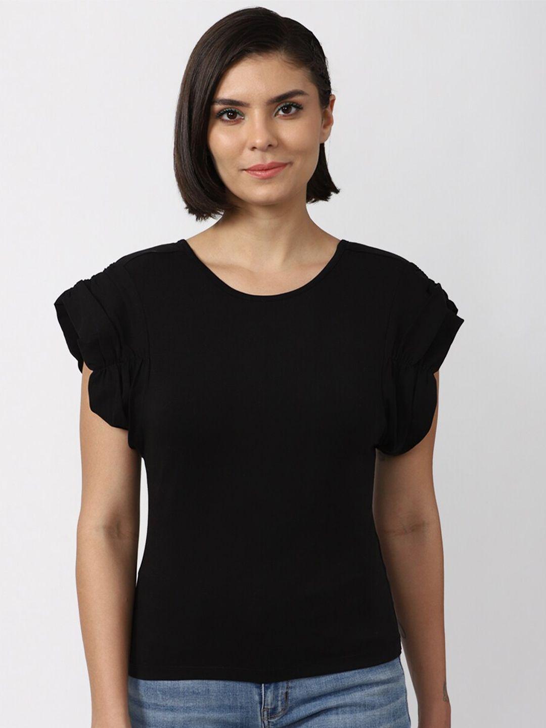 forever 21 women black solid top