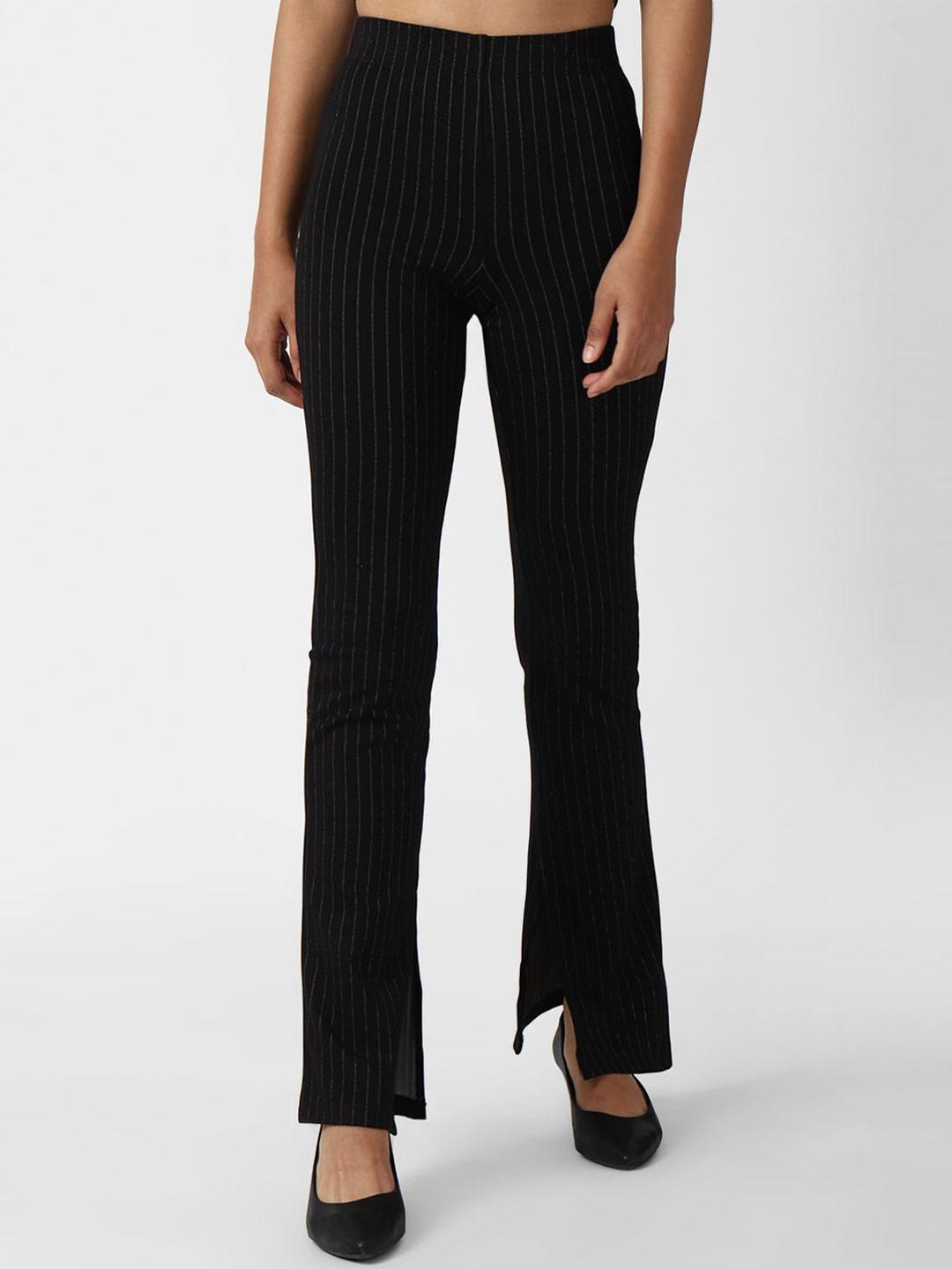 forever 21 women black striped trousers