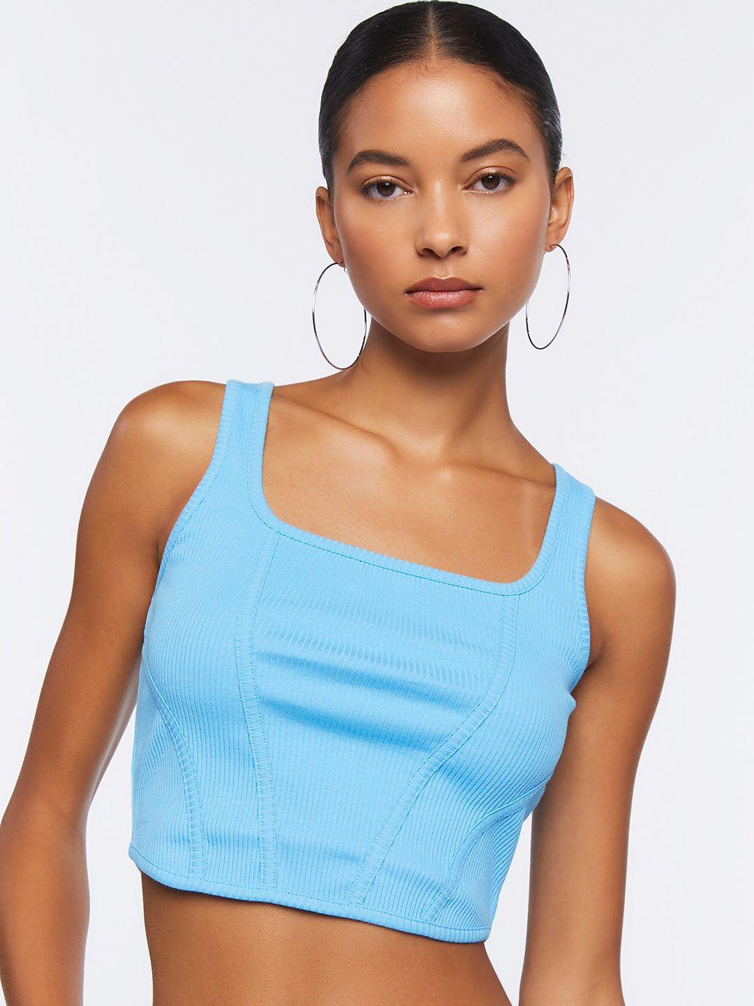 forever 21 women blue bralette crop top