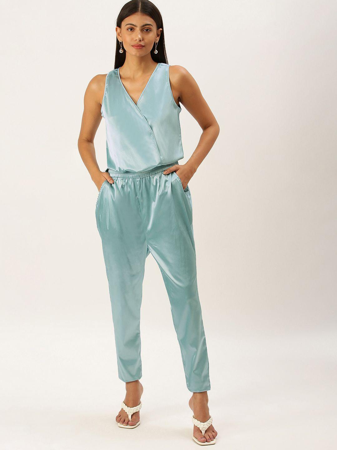 forever 21 women blue solid  basic jumpsuit