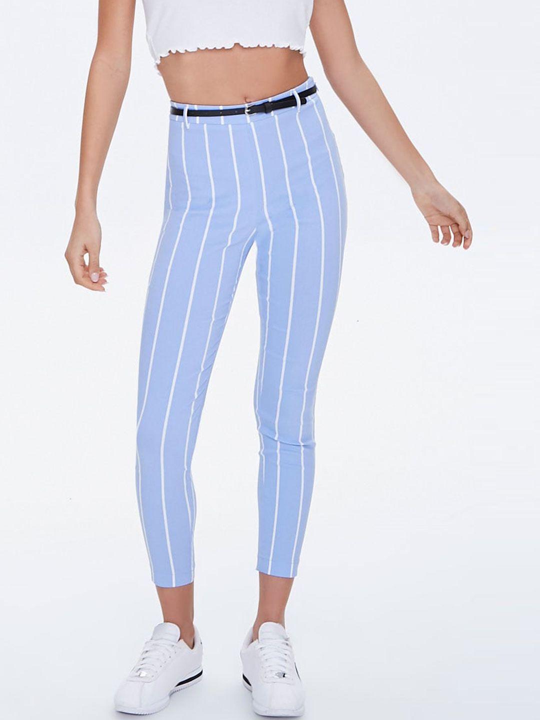forever 21 women blue striped trousers