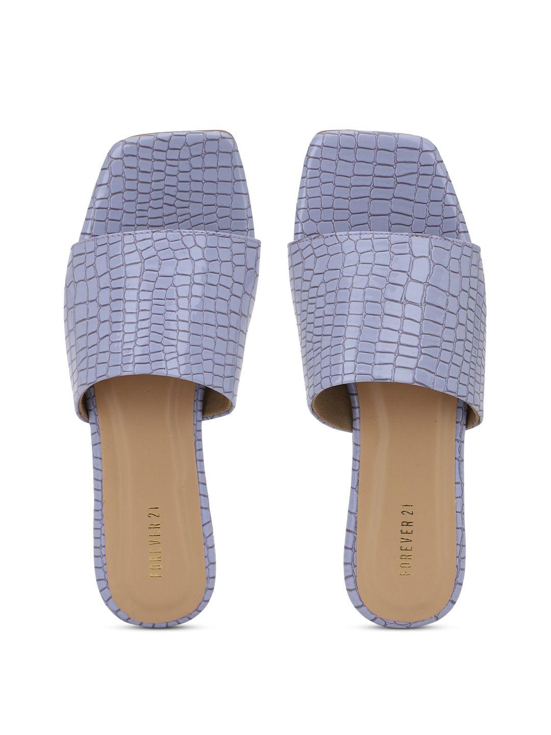 forever 21 women blue textured open toe flats