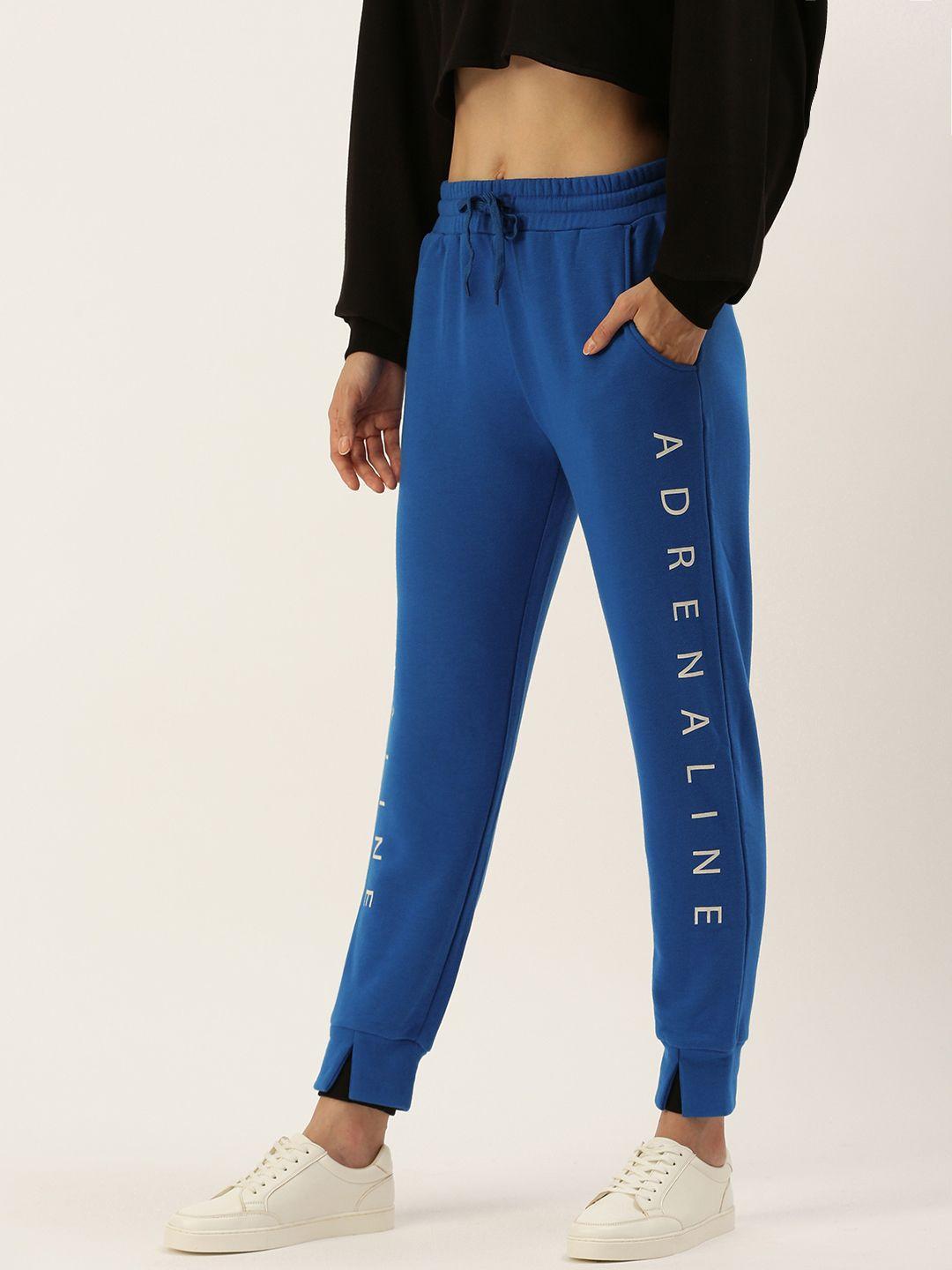 forever 21 women blue typography printed regular fit joggers