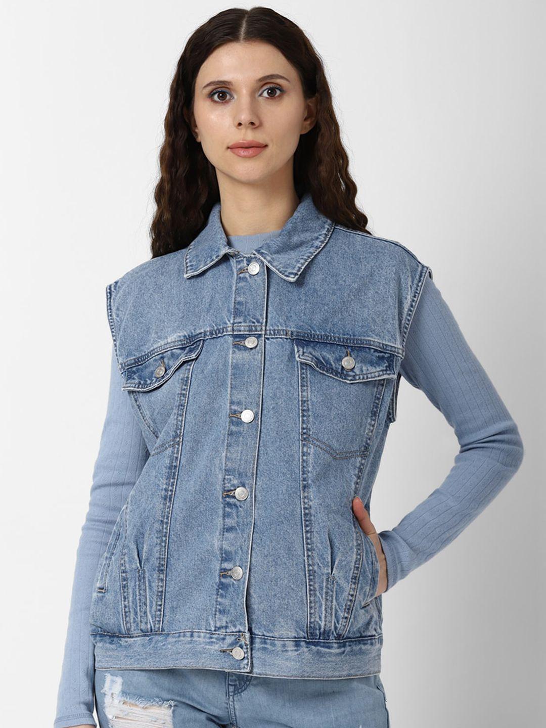 forever 21 women blue washed denim jacket