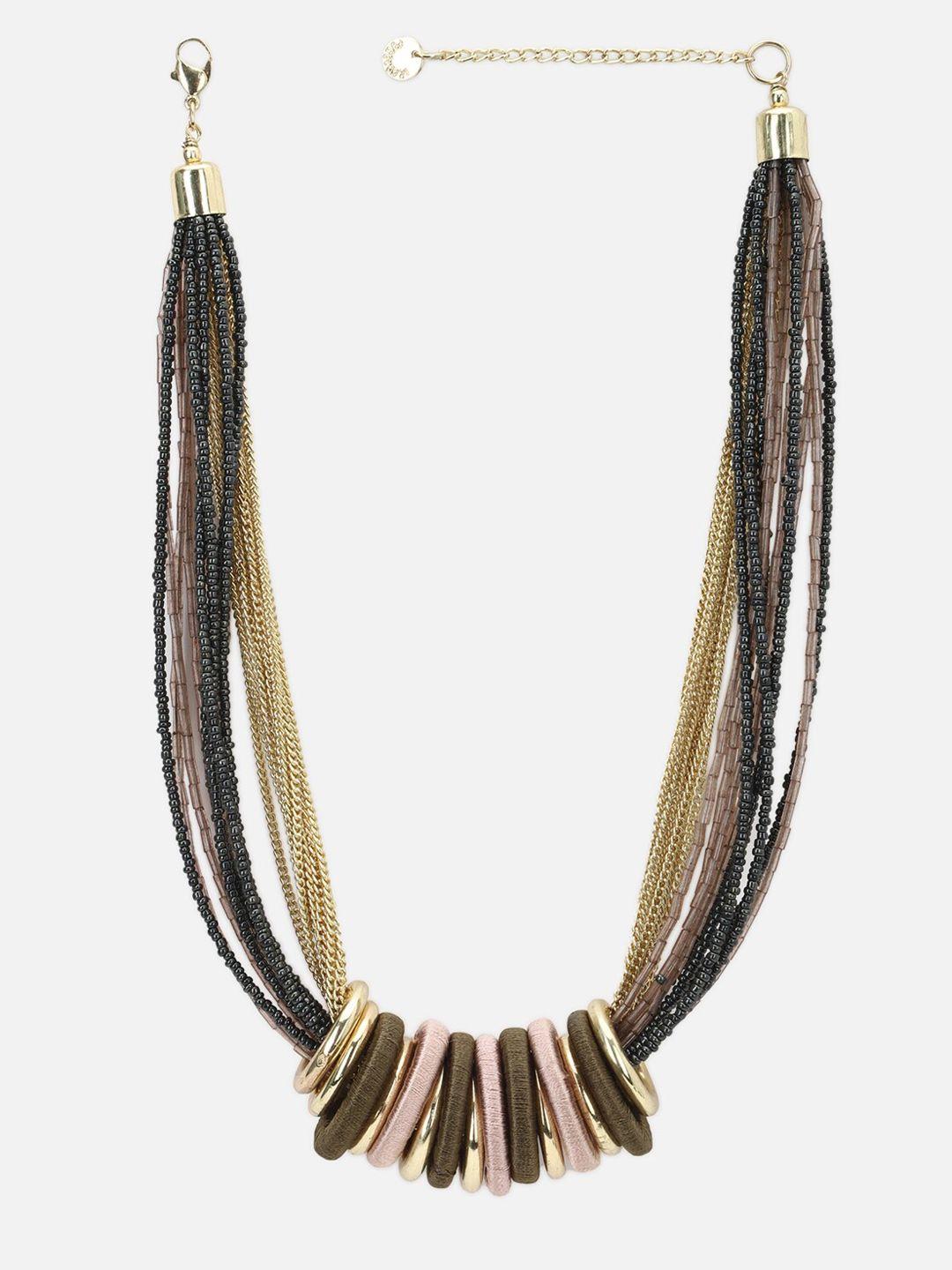 forever 21 women brown & black beaded necklace