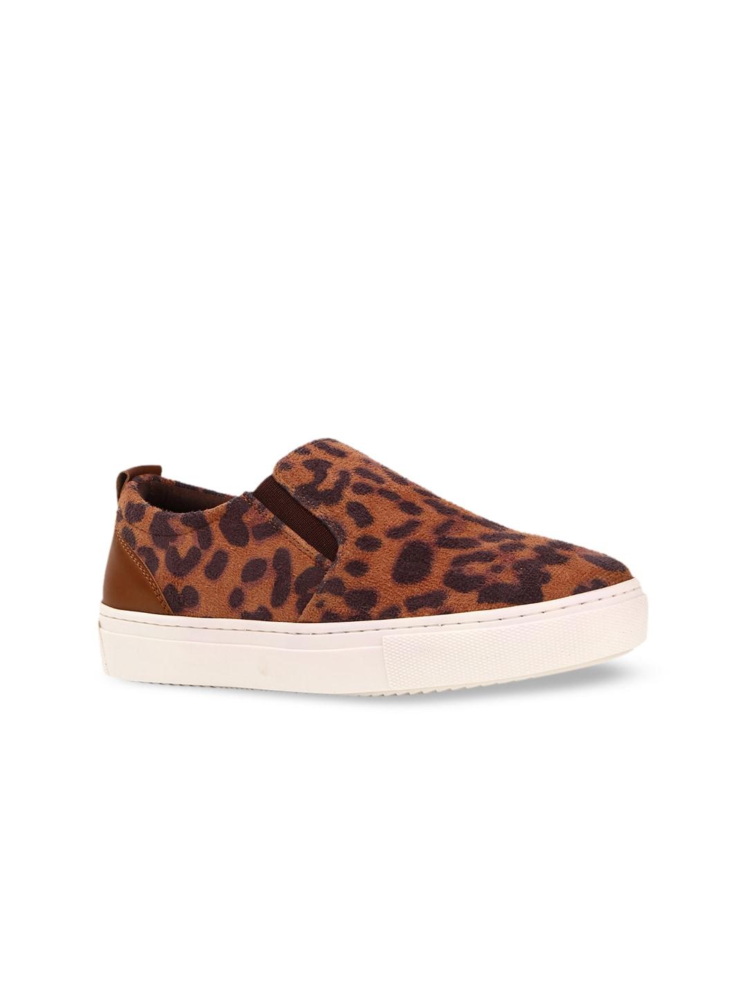 forever 21 women brown leopard printed slip-on sneakers