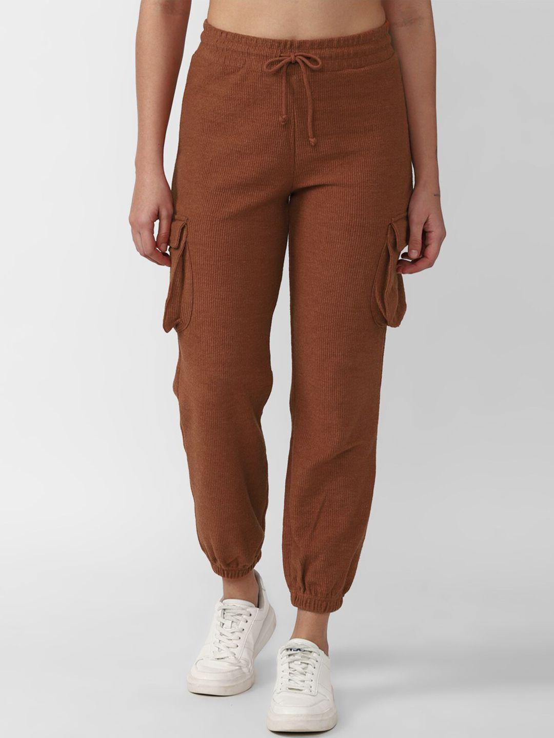 forever 21 women brown solid joggers