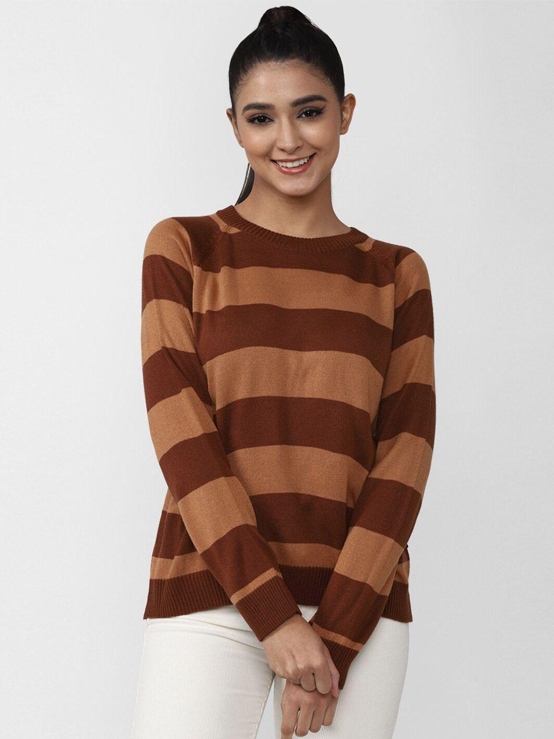 forever 21 women brown striped top