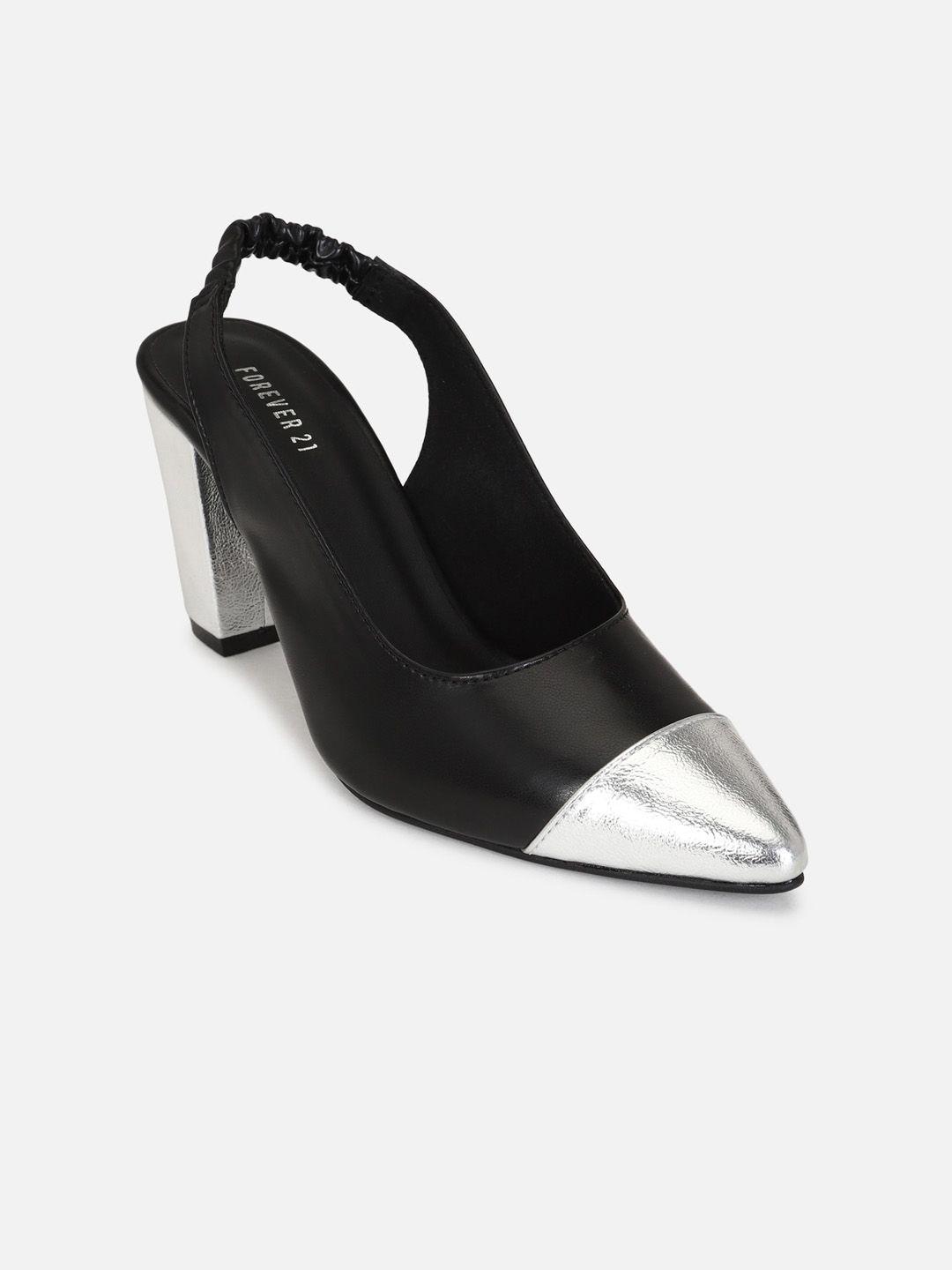 forever 21 women colourblocked block pump heels