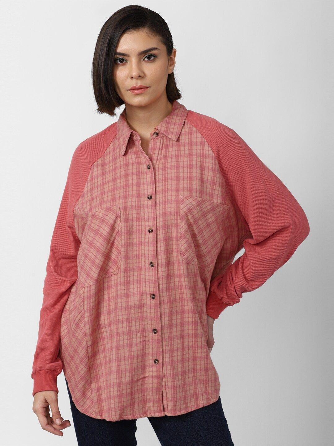 forever 21 women cotton checked casual shirt