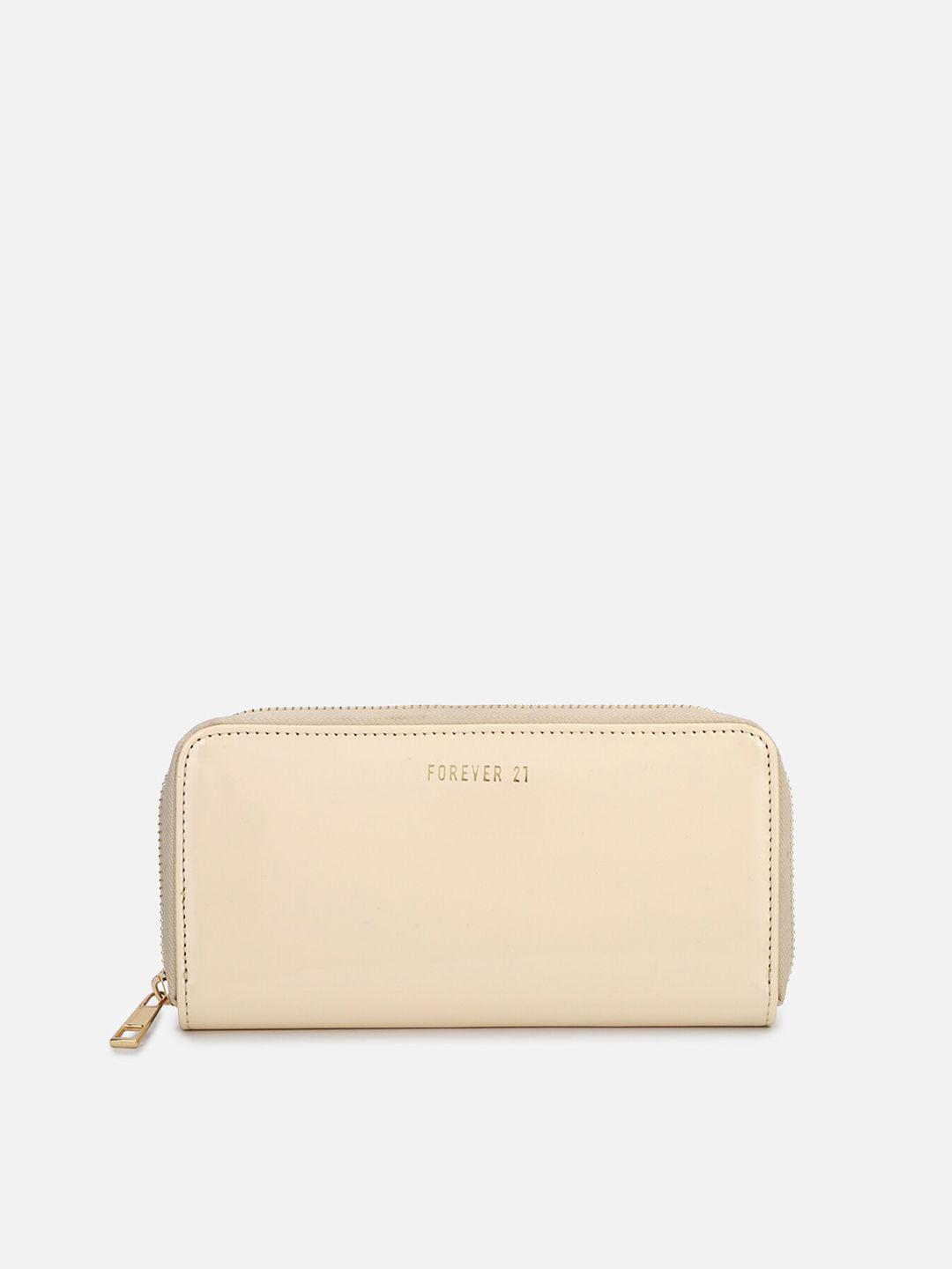 forever 21 women cream-coloured & gold-toned pu envelope