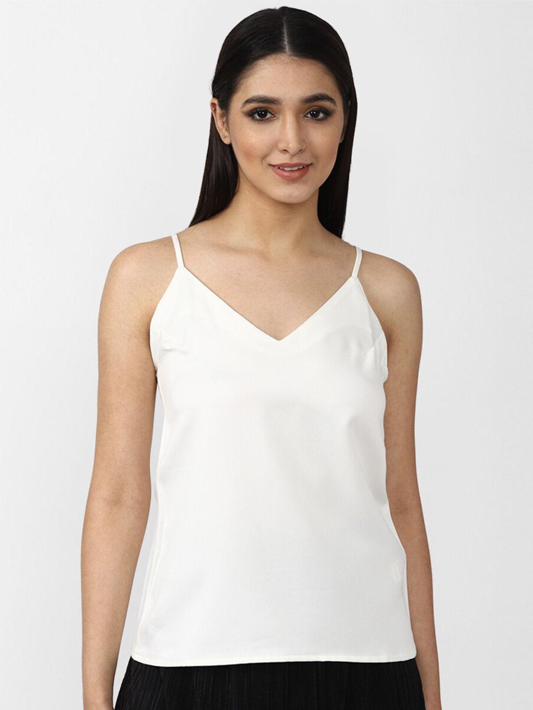 forever 21 women cream-coloured solid top