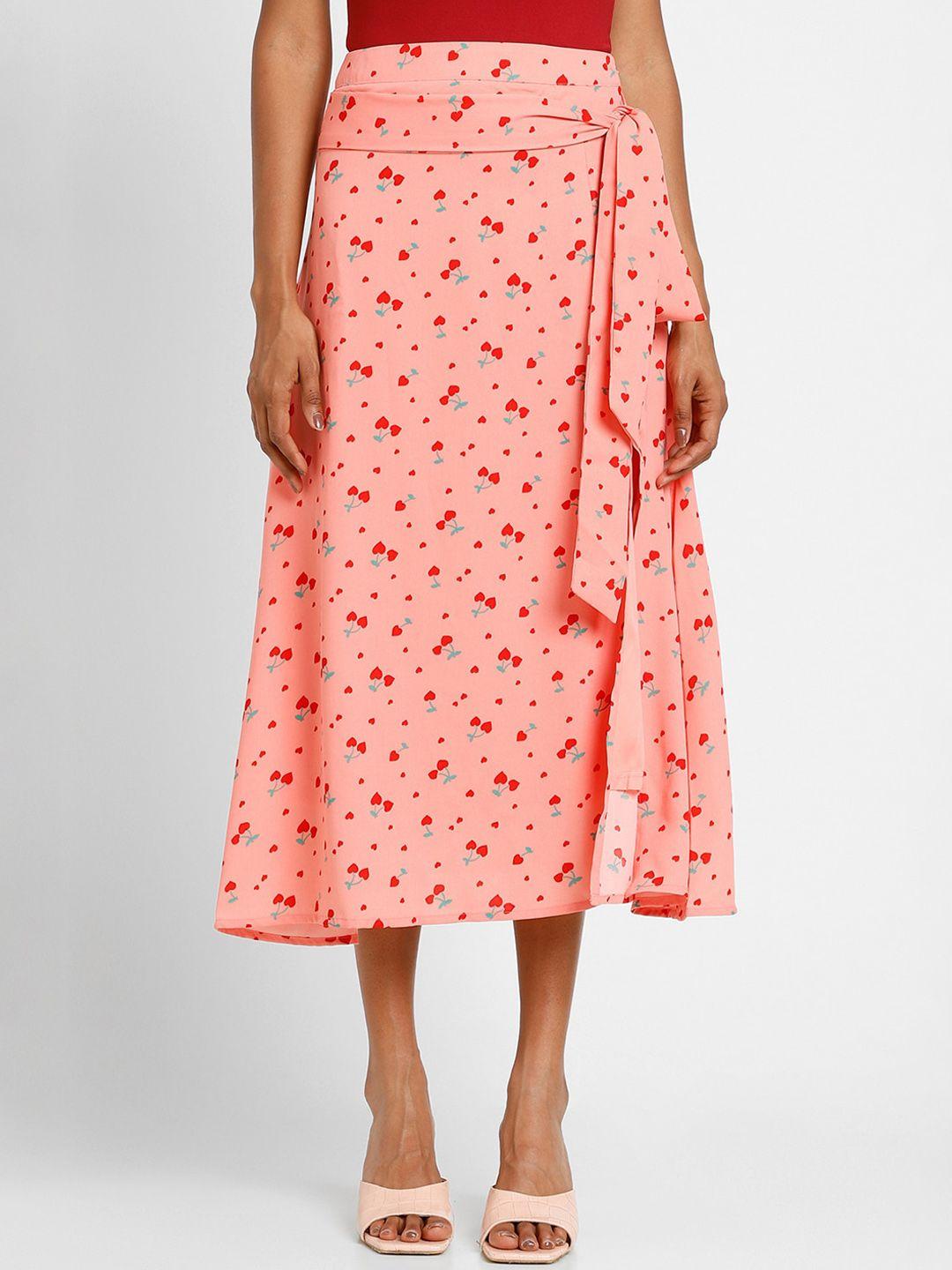 forever 21 women floral printed a line midi skirt