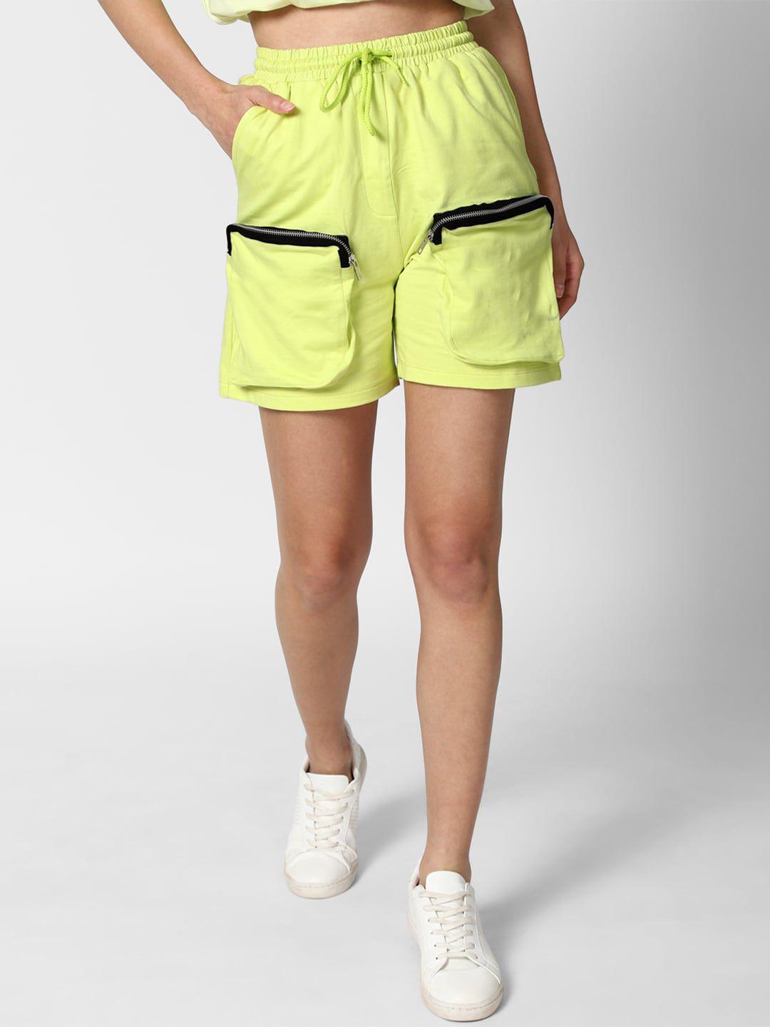 forever 21 women fluorescent green regular shorts