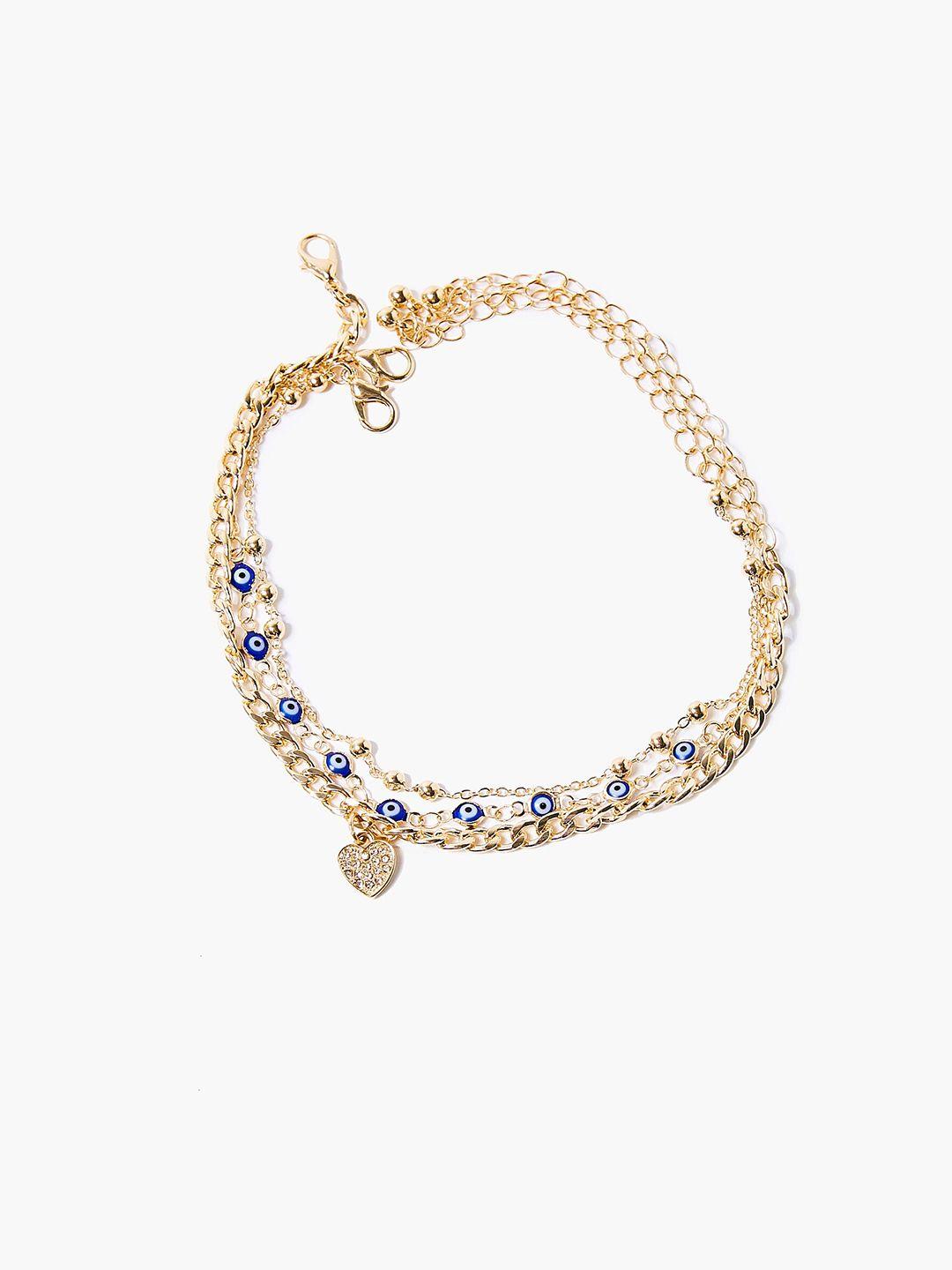 forever 21 women gold & blue charm bracelet