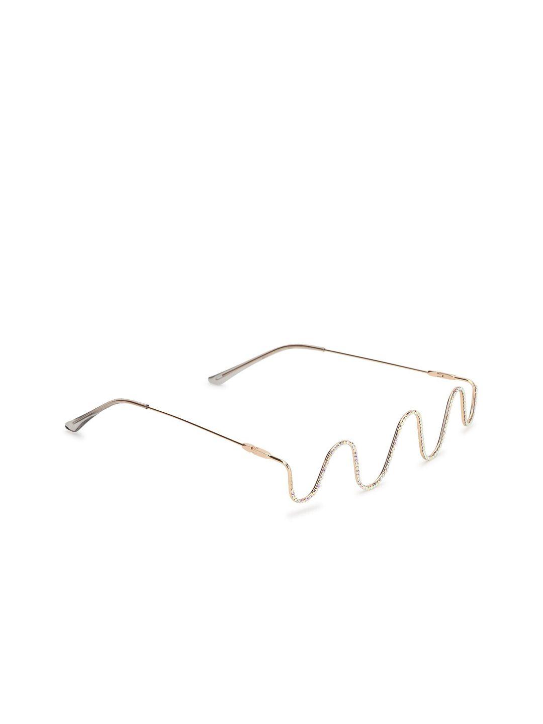 forever 21 women gold-toned textured waved sunglasses