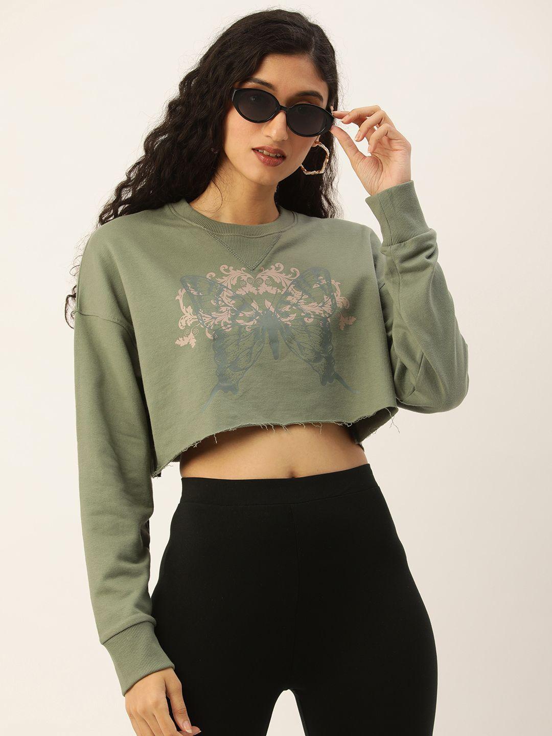 forever 21 women graphic printed round-neck crop top