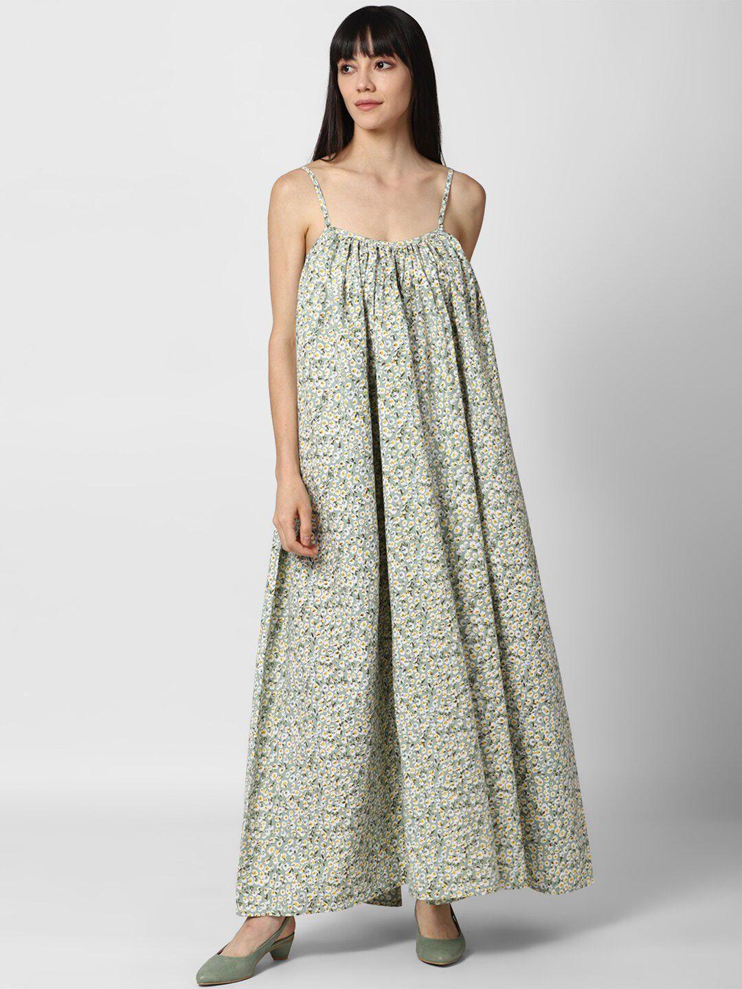 forever 21 women green floral shoulder straps maxi dress